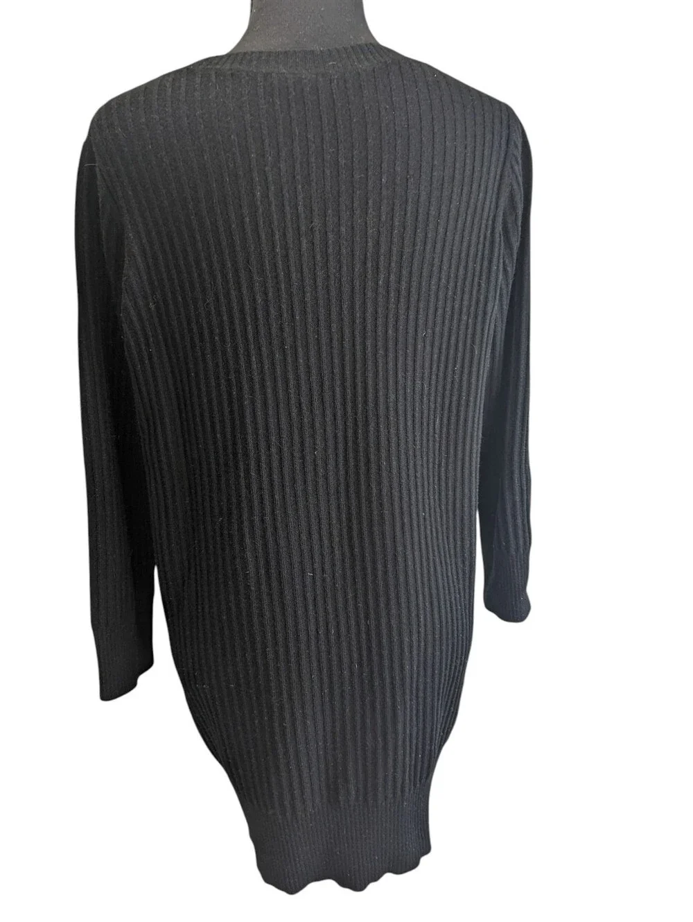 Club Monaco Women's Black Ribbed Knit Mini Dress Wool Blend Size 8 - Picture 3 of 10